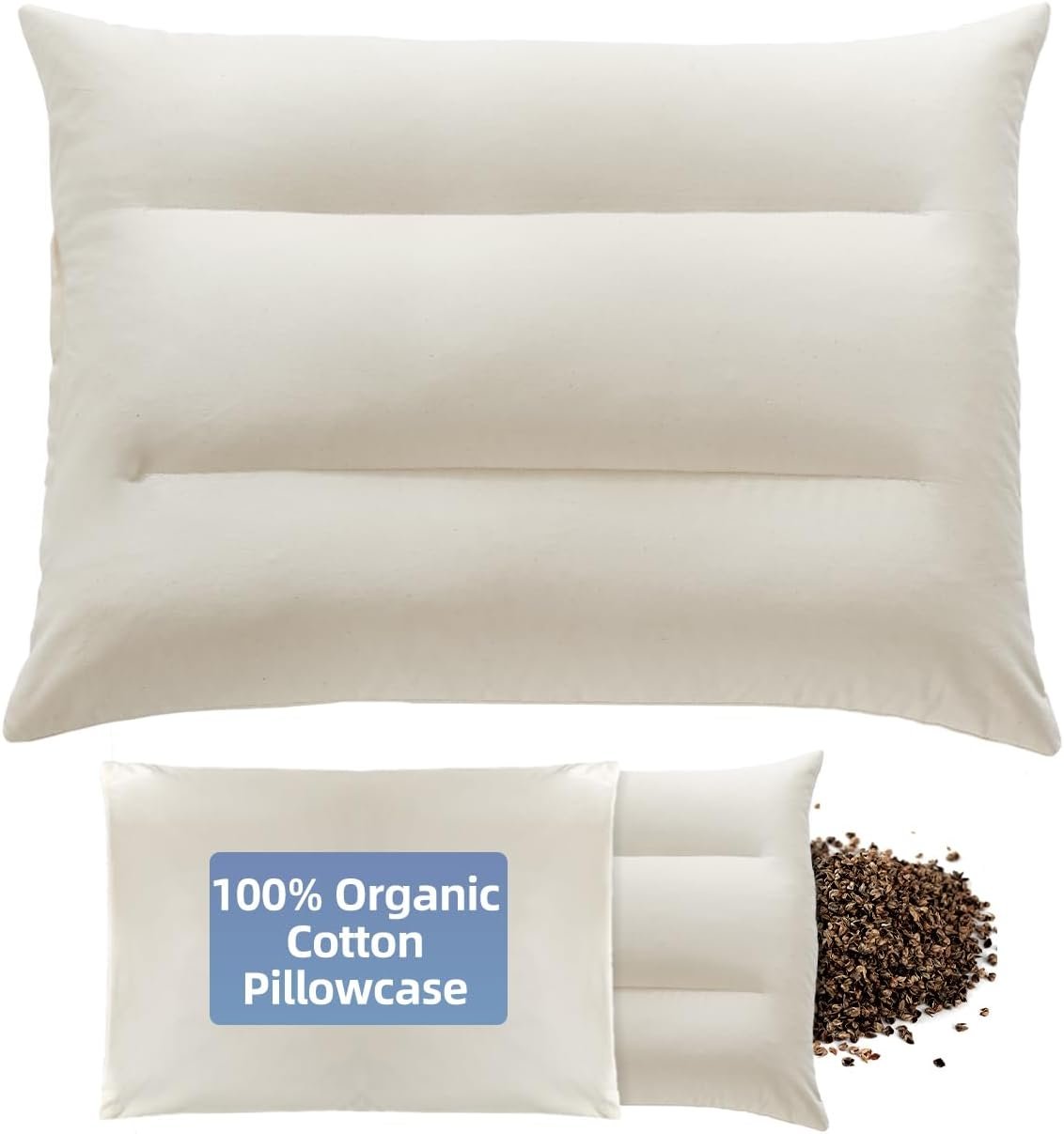 A close-up view of the Sobakawa Cloud Pillow, featuring a contoured shape designed for head and neck support. The pillow is white with a soft, smooth surface.