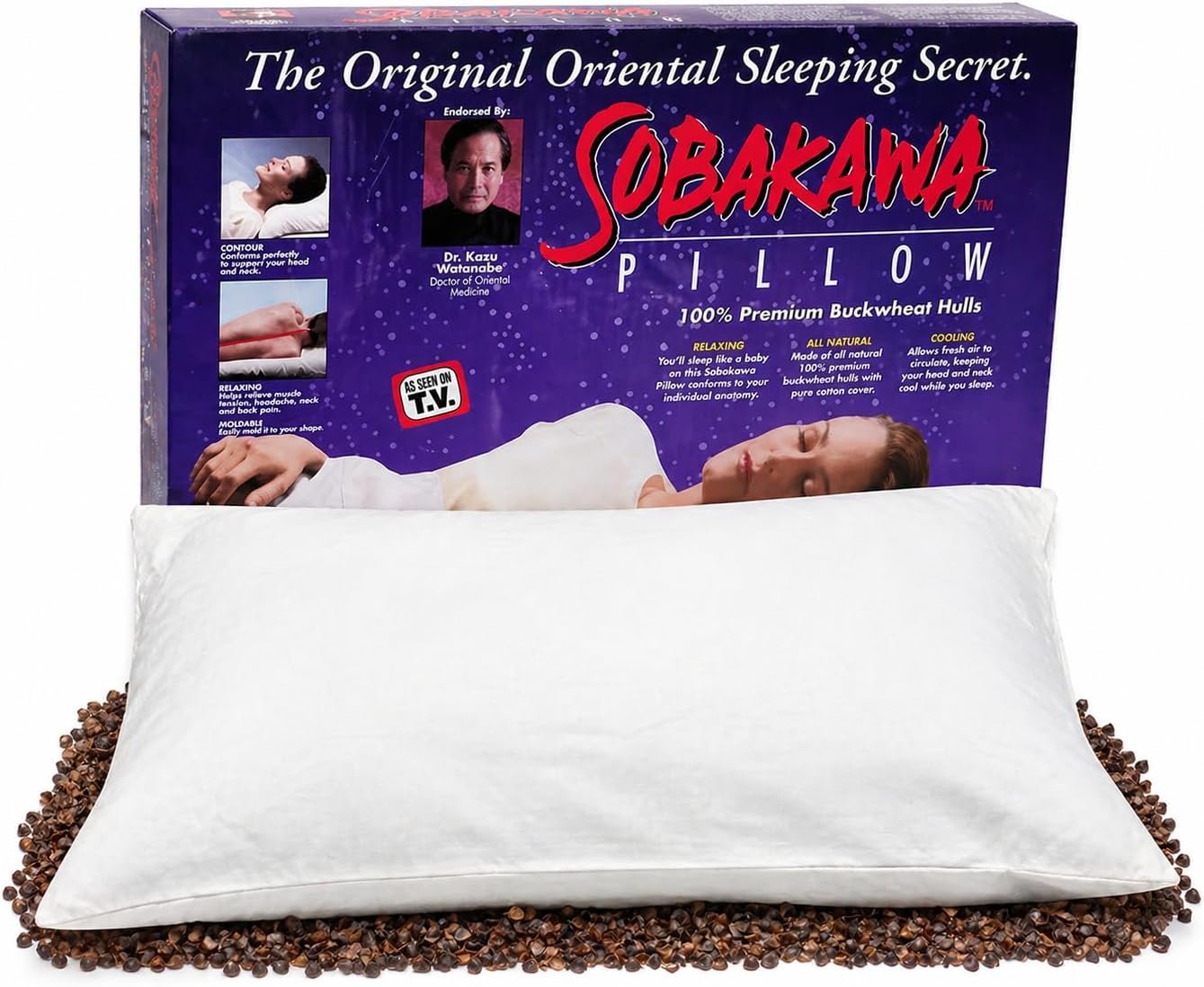 A close-up view of the Sobakawa Cloud Pillow, featuring a contoured shape designed for head and neck support. The pillow is white with a soft, smooth surface.